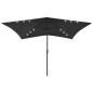 vidaXL Sombrilla con LED y poste de acero negro 2x3 m vidaXL Sombrilla con LED y poste de acero negro 2x3 m