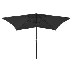 vidaXL Sombrilla con LED y poste de acero negro 2x3 m