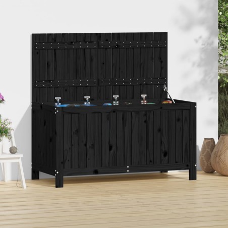 vidaXL Caja de almacenaje jardín madera de pino negro 121x55x64 cm