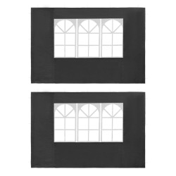 vidaXL Pared lateral de carpa de fiesta con ventana 2 uds PE antracita