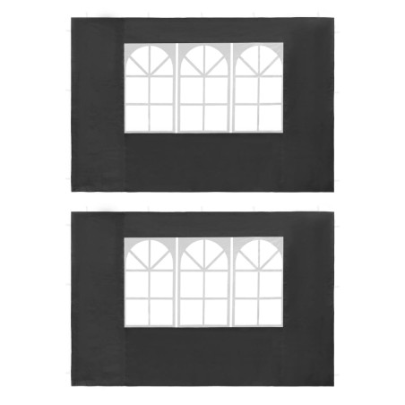 vidaXL Pared lateral de carpa de fiesta con ventana 2 uds PE antracita