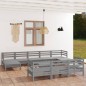 vidaXL Juego de muebles de jardín 11 piezas madera maciza de pino gris vidaXL Juego de muebles de jardín 11 piezas madera maciza de pino gris