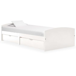vidaXL Estructura de cama 2 cajones madera maciza pino blanca 90x200cm