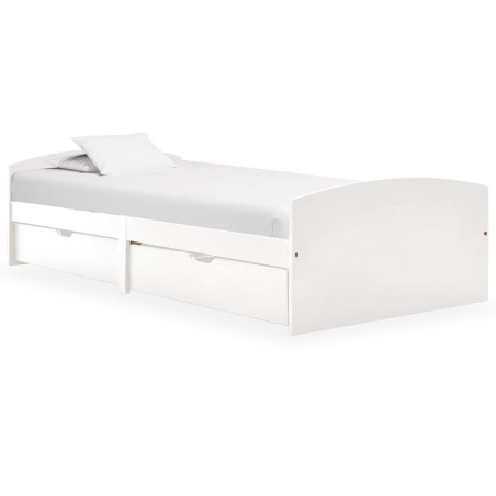 vidaXL Estructura de cama 2 cajones madera maciza pino blanca 90x200cm