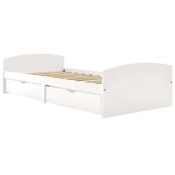 vidaXL Estructura de cama 2 cajones madera maciza pino blanca 90x200cm
