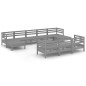 vidaXL Juego de muebles de jardín 11 piezas madera maciza de pino gris vidaXL Juego de muebles de jardín 11 piezas madera maciza de pino gris