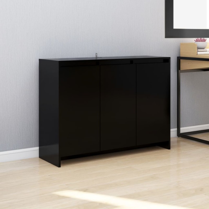 vidaXL Aparador de madera contrachapada negro 102x33x75 cm
