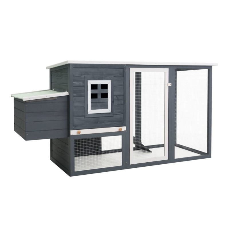 vidaXL Gallinero con 1 jaula para huevos madera gris vidaXL Gallinero con 1 jaula para huevos madera gris