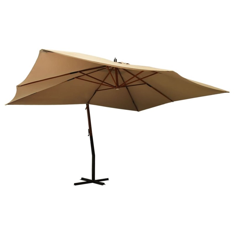 vidaXL Sombrilla lateral voladiza con poste madera taupe 400x300 cm