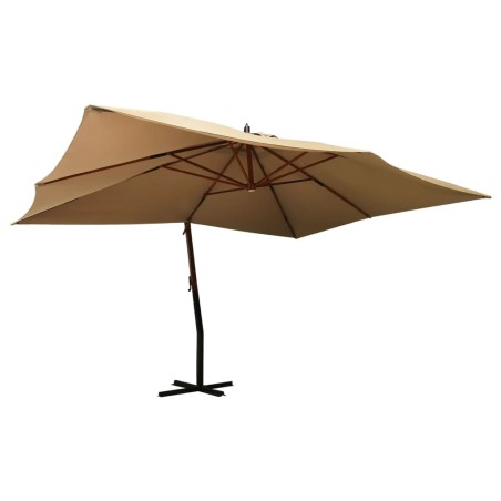vidaXL Sombrilla lateral voladiza con poste madera taupe 400x300 cm