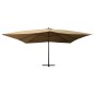 vidaXL Sombrilla lateral voladiza con poste madera taupe 400x300 cm