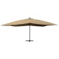 vidaXL Sombrilla lateral voladiza con poste madera taupe 400x300 cm