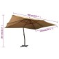 vidaXL Sombrilla lateral voladiza con poste madera taupe 400x300 cm