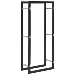 vidaXL Leñero de acero negro 44x20x100 cm