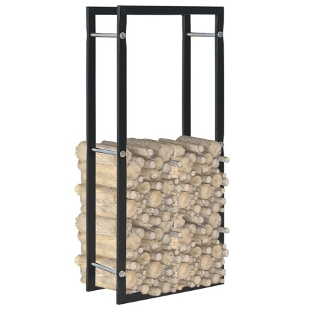 vidaXL Leñero de acero negro 44x20x100 cm