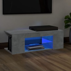 vidaXL Mueble de TV con luces LED gris hormigón 90x39x30 cm