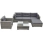 vidaXL Set de muebles de jardín 6 pzas y cojines ratán sintético gris vidaXL Set de muebles de jardín 6 pzas y cojines ratán sintético gris