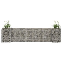 vidaXL Jardinera de gaviones forma de H alambre de acero 260x40x60 cm