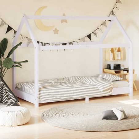 vidaXL Estructura de cama infantil madera maciza pino blanco 80x160 cm
