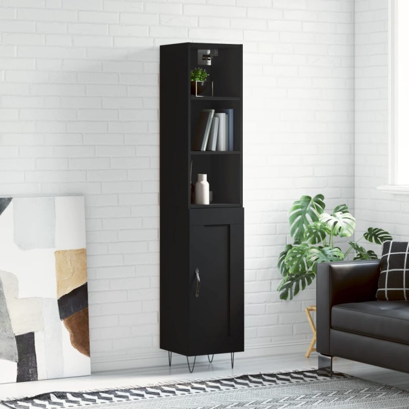 vidaXL Aparador de madera contrachapada negro 34,5x34x180 cm vidaXL Aparador de madera contrachapada negro 34,5x34x180 cm