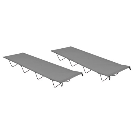 vidaXL Camas de camping 2 uds tela Oxford y acero gris 180x60x19 cm
