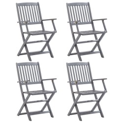 vidaXL Sillas plegables de jardín 4 unidades madera maciza de acacia 