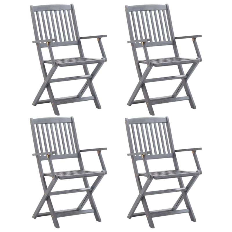 vidaXL Sillas plegables de jardín 4 unidades madera maciza de acacia 