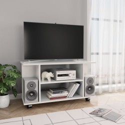 vidaXL Mueble de TV ruedas madera ingeniería blanco brillo 80x40x45 cm
