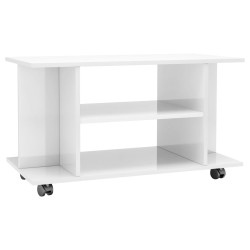 vidaXL Mueble de TV ruedas madera ingeniería blanco brillo 80x40x45 cm
