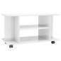 vidaXL Mueble de TV ruedas madera ingeniería blanco brillo 80x40x45 cm