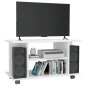 vidaXL Mueble de TV ruedas madera ingeniería blanco brillo 80x40x45 cm