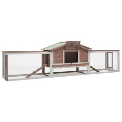 vidaXL Conejera madera maciza pino y abeto color moca 310x70x87 cm