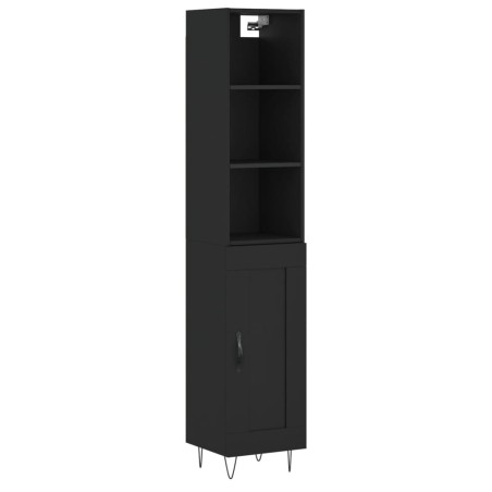 vidaXL Aparador de madera contrachapada negro 34,5x34x180 cm
