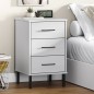 vidaXL Mesita de noche patas de metal madera maciza pino blanca OSLO vidaXL Mesita de noche patas de metal madera maciza pino blanca OSLO