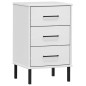 vidaXL Mesita de noche patas de metal madera maciza pino blanca OSLO vidaXL Mesita de noche patas de metal madera maciza pino blanca OSLO
