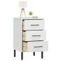 vidaXL Mesita de noche patas de metal madera maciza pino blanca OSLO vidaXL Mesita de noche patas de metal madera maciza pino blanca OSLO