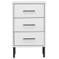 vidaXL Mesita de noche patas de metal madera maciza pino blanca OSLO vidaXL Mesita de noche patas de metal madera maciza pino blanca OSLO