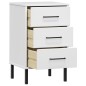 vidaXL Mesita de noche patas de metal madera maciza pino blanca OSLO vidaXL Mesita de noche patas de metal madera maciza pino blanca OSLO