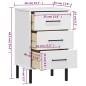 vidaXL Mesita de noche patas de metal madera maciza pino blanca OSLO vidaXL Mesita de noche patas de metal madera maciza pino blanca OSLO
