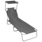 vidaXL Tumbona plegable con toldo de aluminio gris vidaXL Tumbona plegable con toldo de aluminio gris