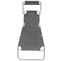 vidaXL Tumbona plegable con toldo de aluminio gris vidaXL Tumbona plegable con toldo de aluminio gris