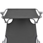 vidaXL Tumbona plegable con toldo de aluminio gris vidaXL Tumbona plegable con toldo de aluminio gris