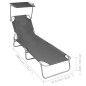 vidaXL Tumbona plegable con toldo de aluminio gris vidaXL Tumbona plegable con toldo de aluminio gris