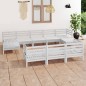 vidaXL Juego de muebles de jardín 10 piezas madera maciza pino blanco vidaXL Juego de muebles de jardín 10 piezas madera maciza pino blanco