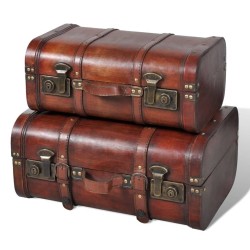 vidaXL Baúl cofre de madera vintage marrón 2 unidades 