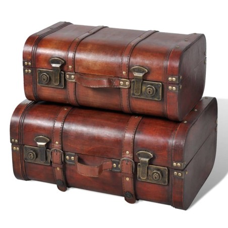 vidaXL Baúl cofre de madera vintage marrón 2 unidades 