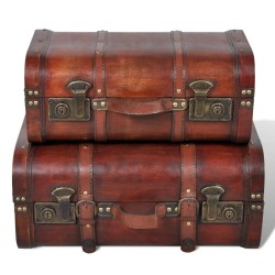 vidaXL Baúl cofre de madera vintage marrón 2 unidades 