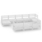 vidaXL Juego de muebles de jardín 10 piezas madera maciza pino blanco vidaXL Juego de muebles de jardín 10 piezas madera maciza pino blanco