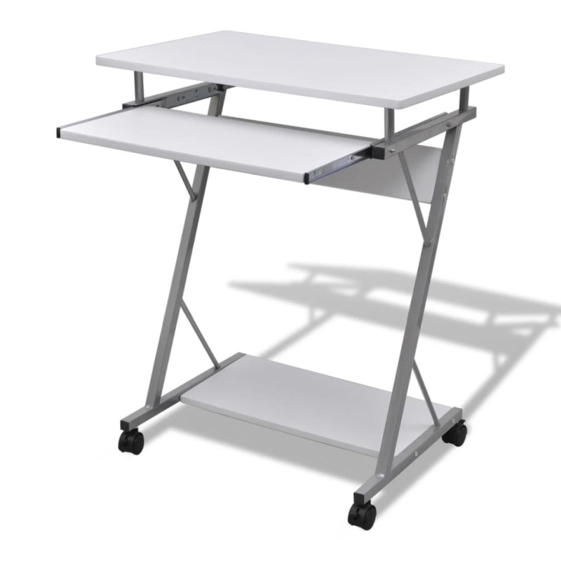 vidaXL Escritorio compacto de ordenador con bandeja de teclado blanco vidaXL Escritorio compacto de ordenador con bandeja de teclado blanco