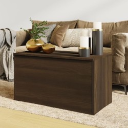vidaXL Baúl de almacenaje madera contrachapada marrón roble 84x42x46cm